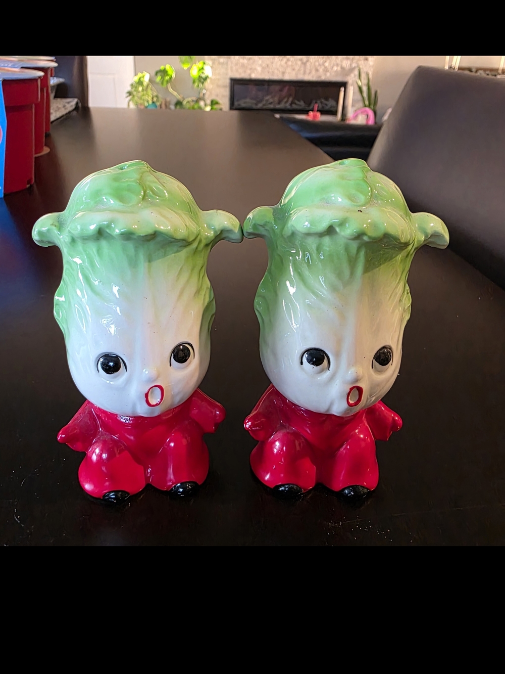Vintage Anthropomorphic Romaine Bok Choy Leek Ceramic Salt & Pepper Shakers